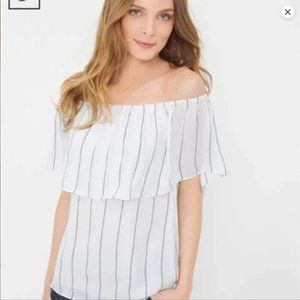 White House Black Market Off-The-Shoulder Stripe Blouse XS